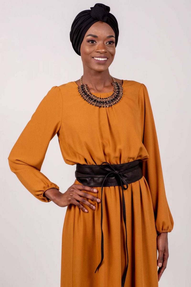 Turban à noeud crêpe noir