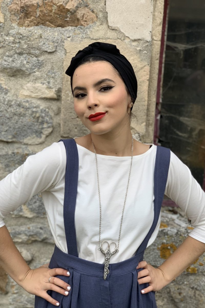 Turban à noeud lycra noir