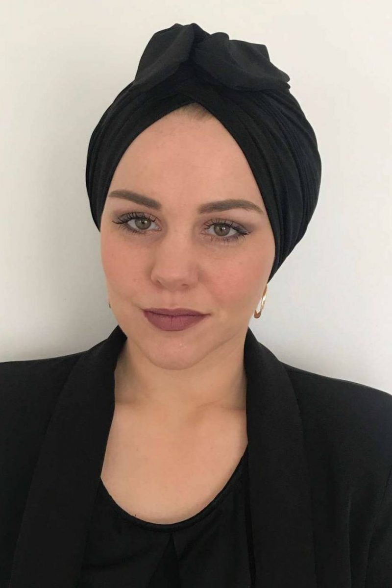 Turban à noeud lycra noir
