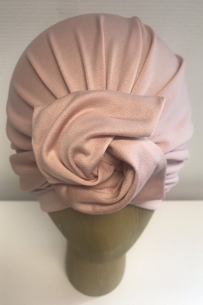Turban à noeud rose perle
