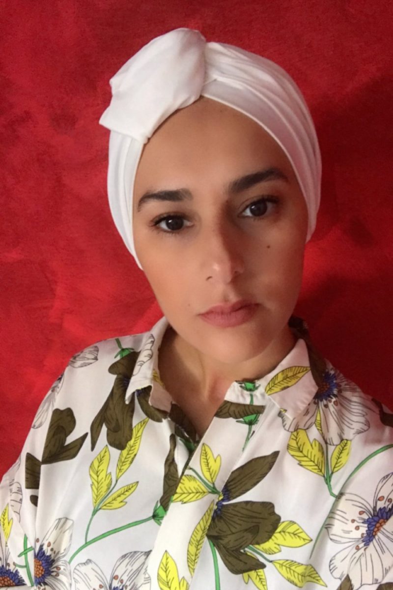 Turban à noeud lycra blanc