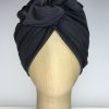 Turban à noeud lycra noir brillant