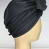 Turban à noeud lycra noir brillant