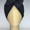 Turban à noeud lycra noir brillant