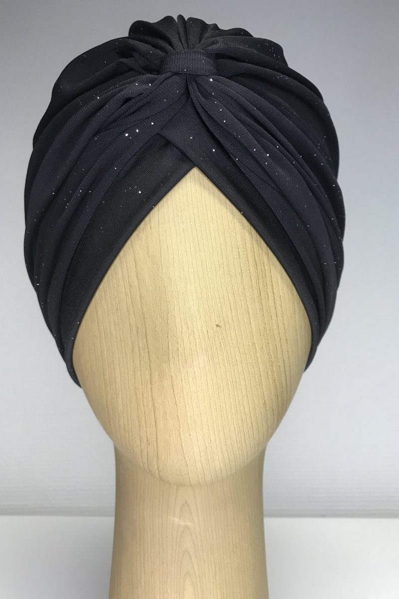 Turban lycra noir brillant