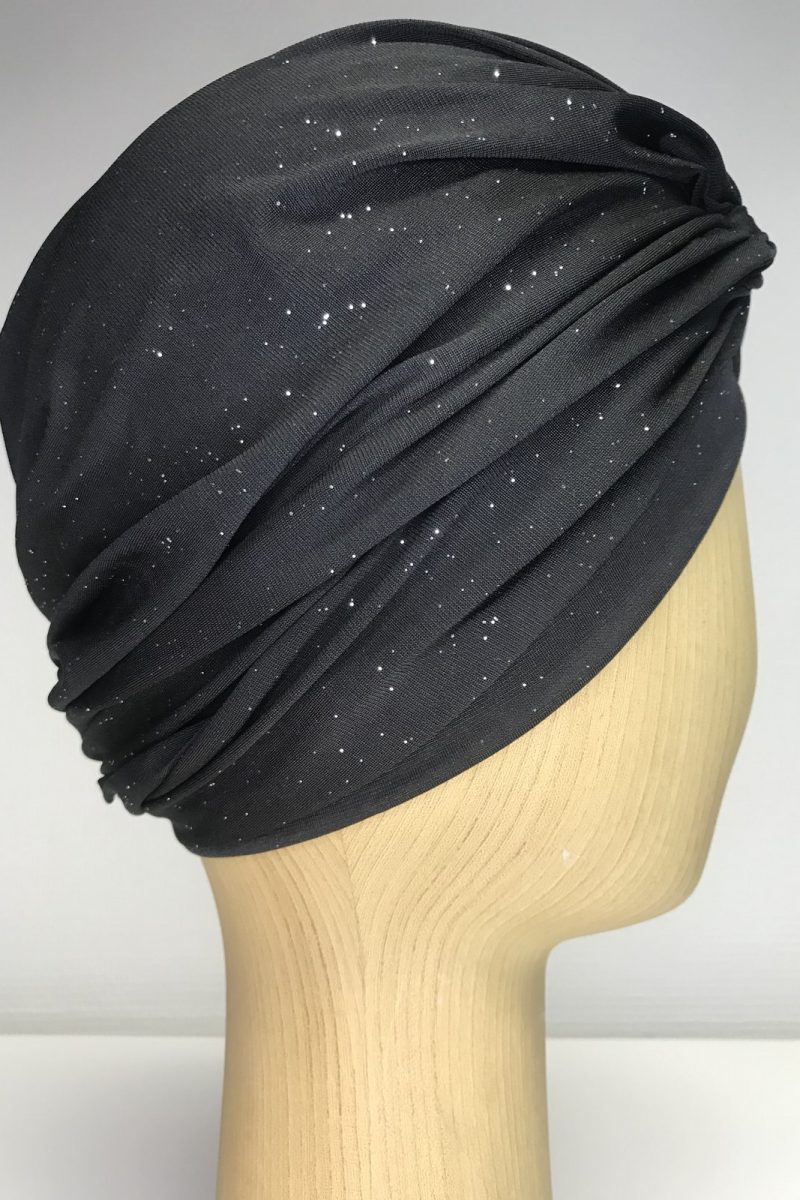 Turban lycra noir brillant