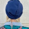 Turban à noeud crêpe bleu marine