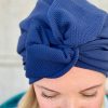Turban à noeud crêpe bleu marine