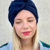 Turban à noeud crêpe bleu marine
