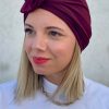 Turban à noeud lycra prune