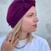 Turban à noeud lycra prune