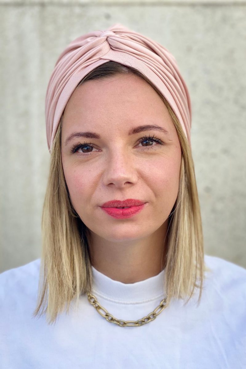 Turban lycra rose perle