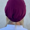 Turban à noeud lycra prune