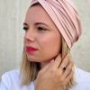 Turban lycra rose perle