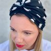 Turban lycra noir à pois