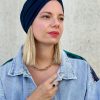 Turban crêpe bleu marine