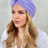 Turban à noeud plissé lila