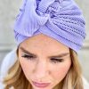 Turban à noeud plissé lila
