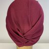 Turban à noeud crêpe bordeaux prune