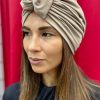 Turban à noeud lycra café crème Niyya
