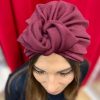 Turban à noeud crêpe bordeaux prune