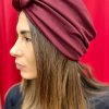 Turban à noeud crêpe bordeaux prune