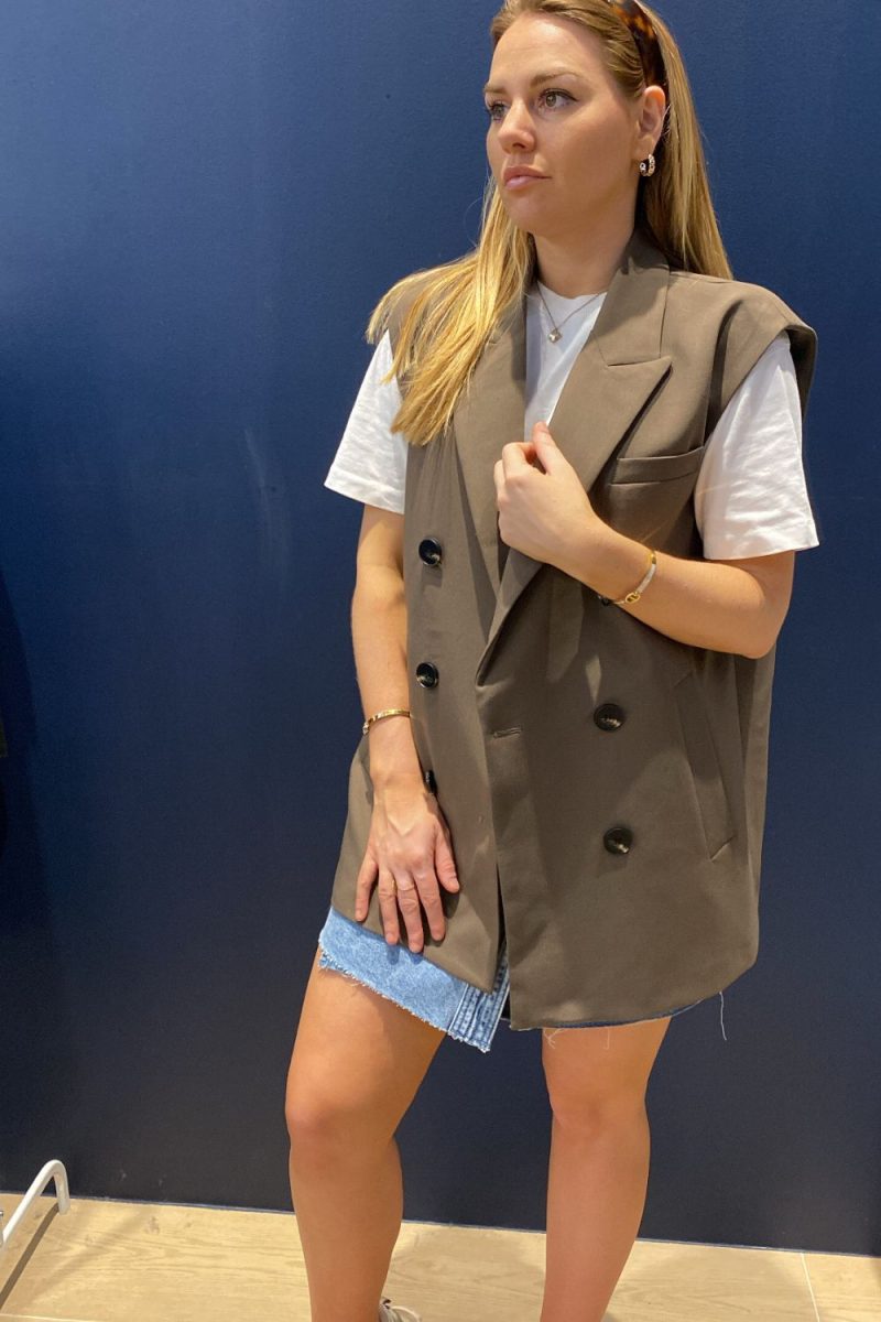 Veste blazer café sans manches