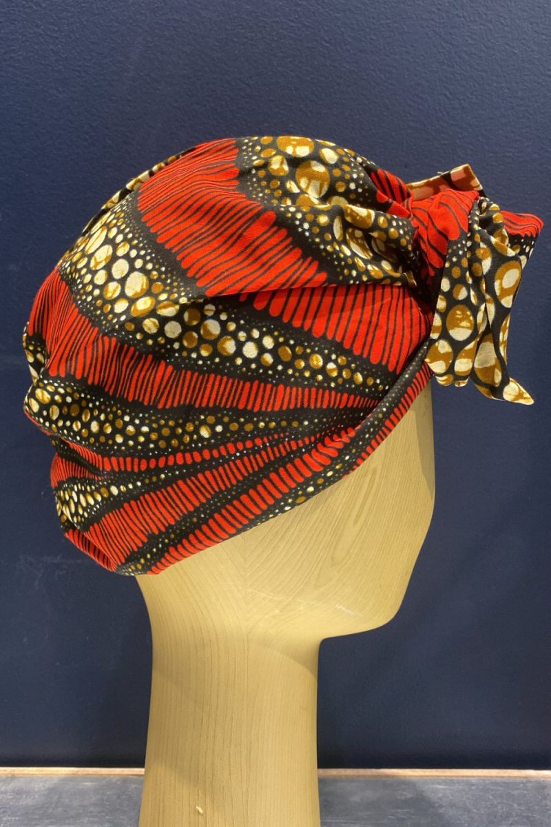 Turban Wax rouge orange et camel