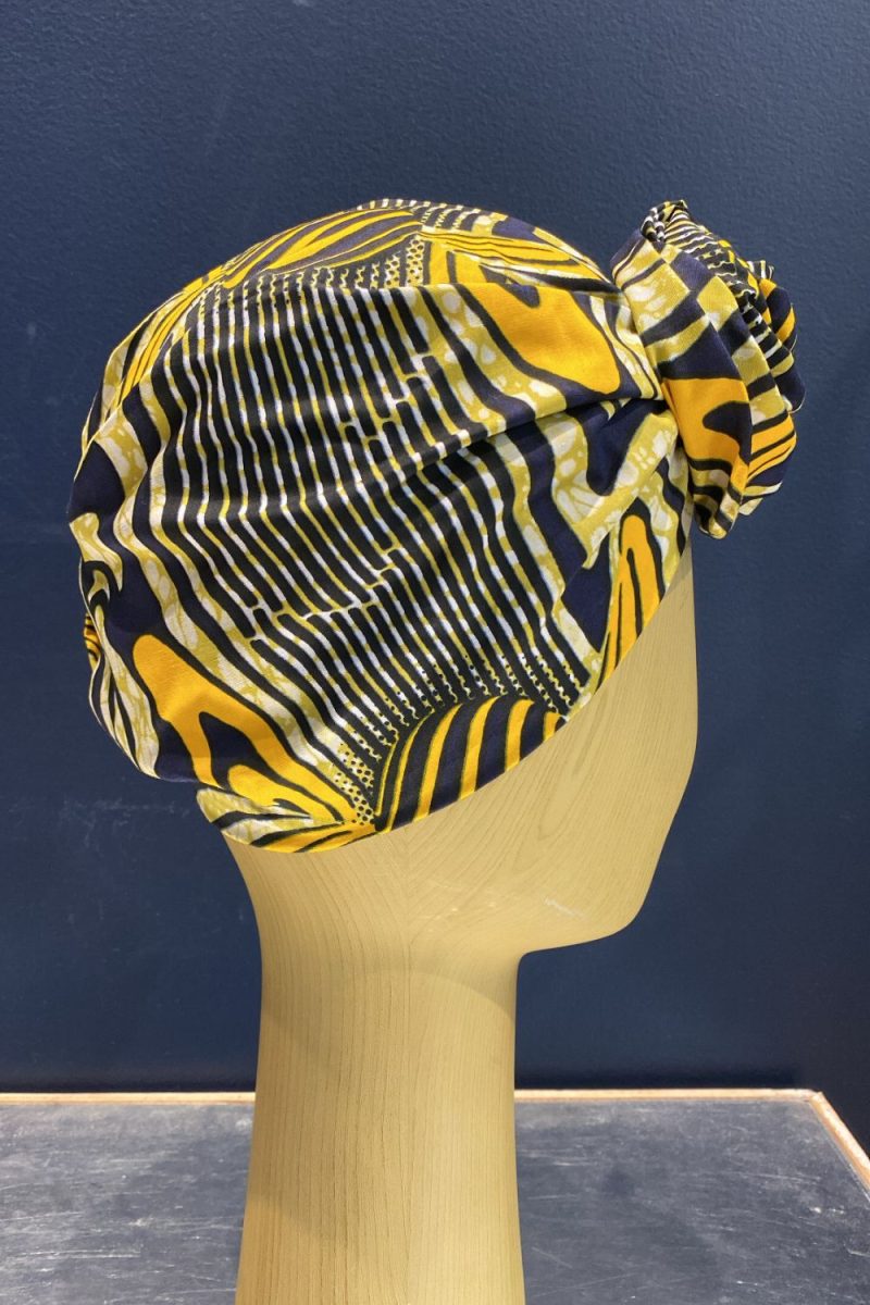 Turban Wax bleu nuit et jaune