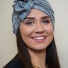 Turban à noeud lycra gris chiné Niyya