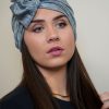 Turban à noeud lycra gris chiné Niyya