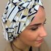Turban lycra blanc et beige Niyya