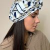 Turban à noeud lycra blanc et beige Niyya