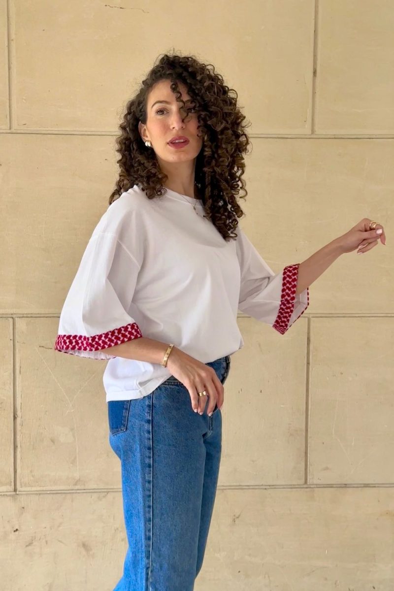 T-shirt oversize blanc et keffieh Niyya