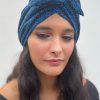 Turban à noeud crêpe motifs léo bleu roi Niyya
