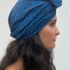 Turban à noeud crêpe motifs léo bleu roi Niyya