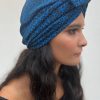 Turban à noeud crêpe motifs léo bleu roi Niyya
