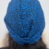 Turban à noeud crêpe motifs léo bleu roi Niyya