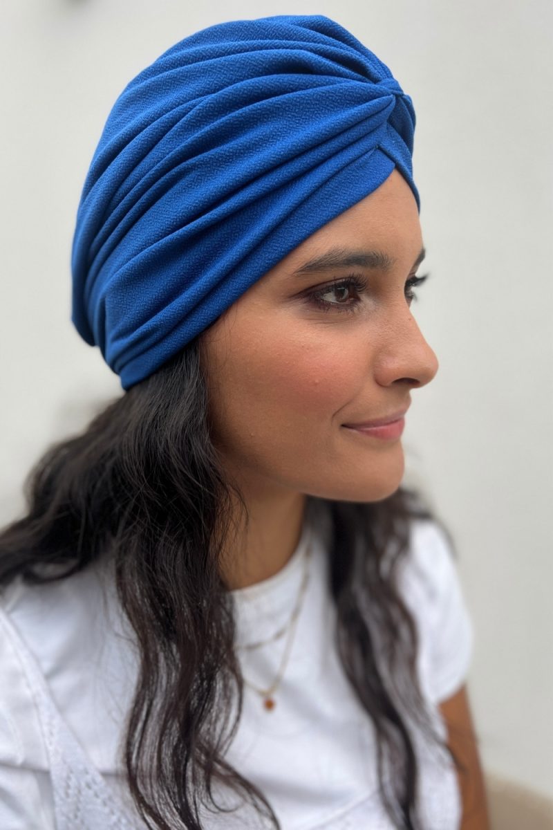 Turban crêpe léger bleu roi Niyya