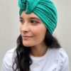 Turban à noeud vert turquoise pailleté Niyya