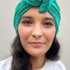 Turban à noeud vert turquoise pailleté Niyya