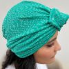 Turban à noeud vert turquoise pailleté Niyya