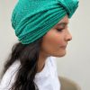Turban à noeud vert turquoise pailleté Niyya