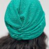 Turban à noeud vert turquoise pailleté Niyya