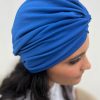 Turban crêpe léger bleu roi Niyya