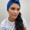 Turban à noeud crêpe léger bleu roi Niyya