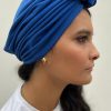 Turban à noeud crêpe léger bleu roi Niyya