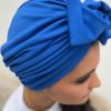 Turban à noeud crêpe léger bleu roi Niyya