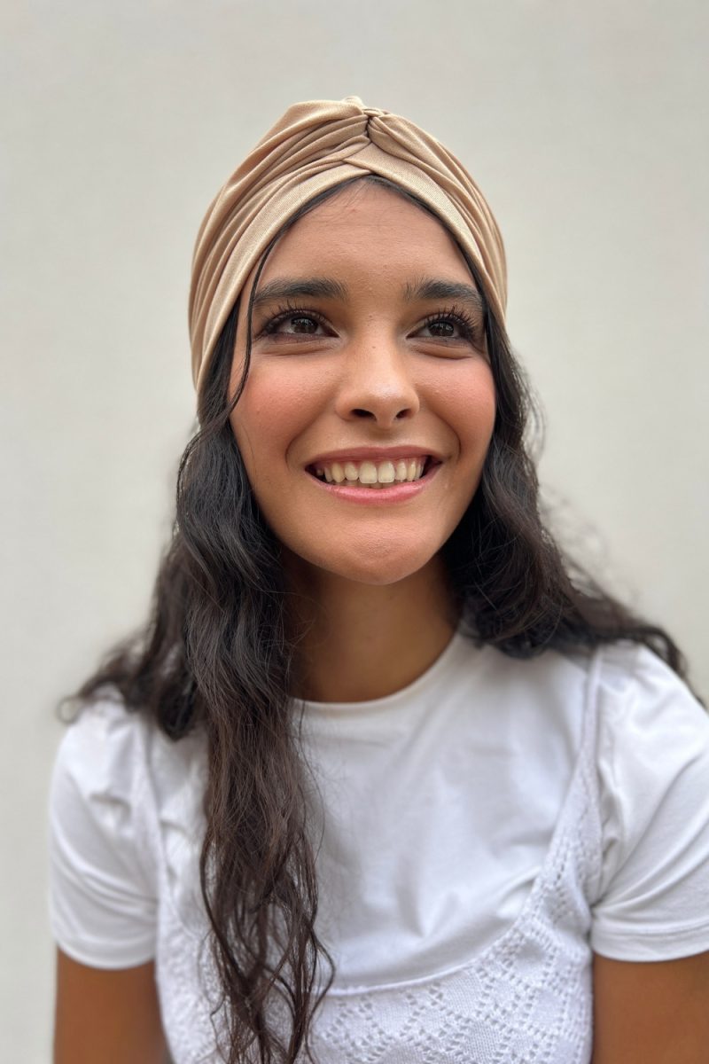 Turban lycra beige doré Niyya