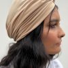 Turban lycra beige doré Niyya